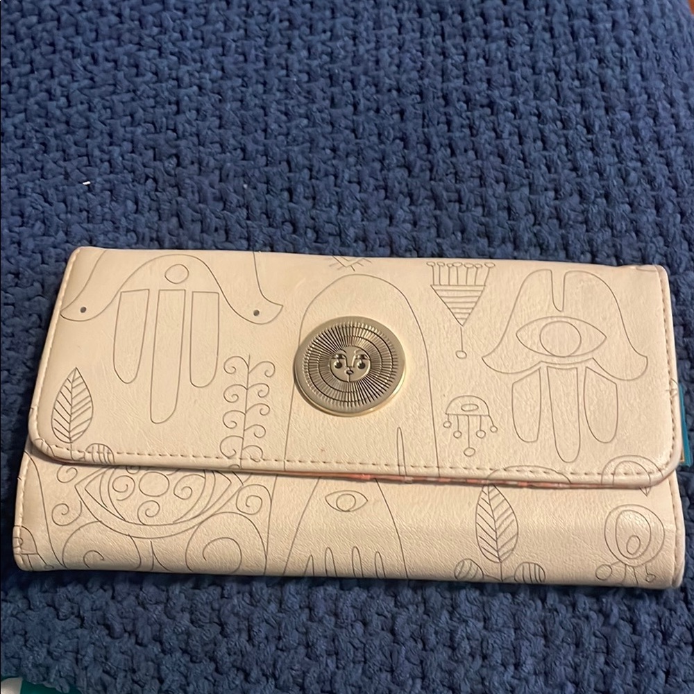 Jungalow brand cream w/abstract boho design wallet